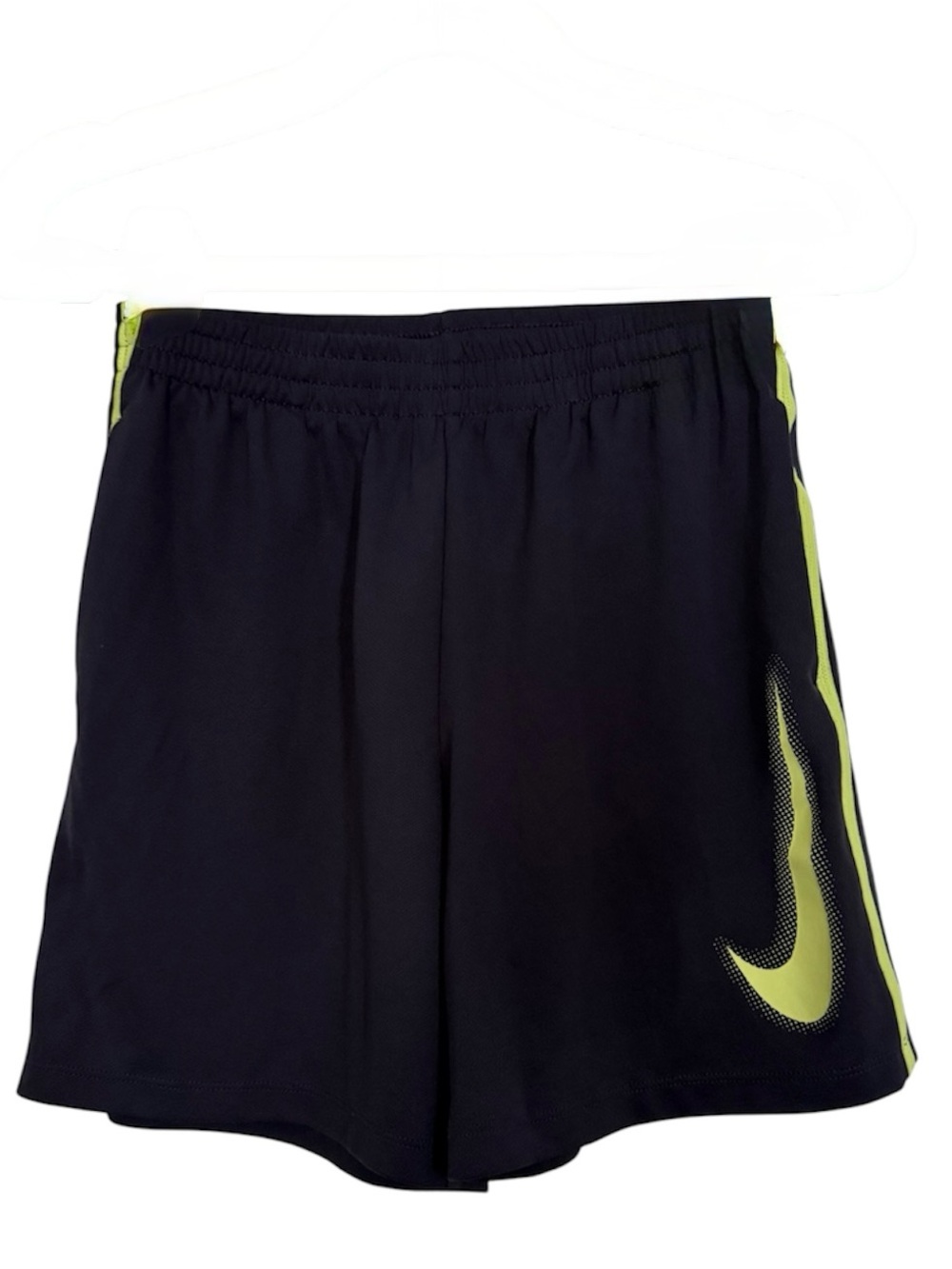 Nike Dri-FIT Youth Athletic Shorts – Black With Neon Yellow Swoosh | Youth Large